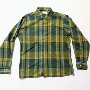 Vintage 50s/60s GALEY & LORD green shadow plaid long sleeve shirt M 15-15.5